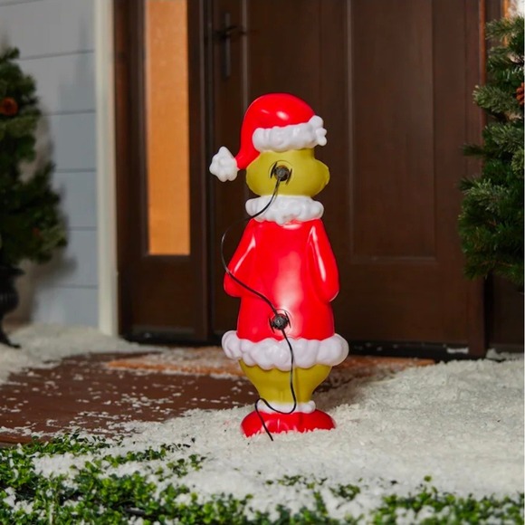 Grinch Christmas Yard Decoration Lighted Blow Mold Santa Hat Stocking Outdoor - Picture 4 of 6